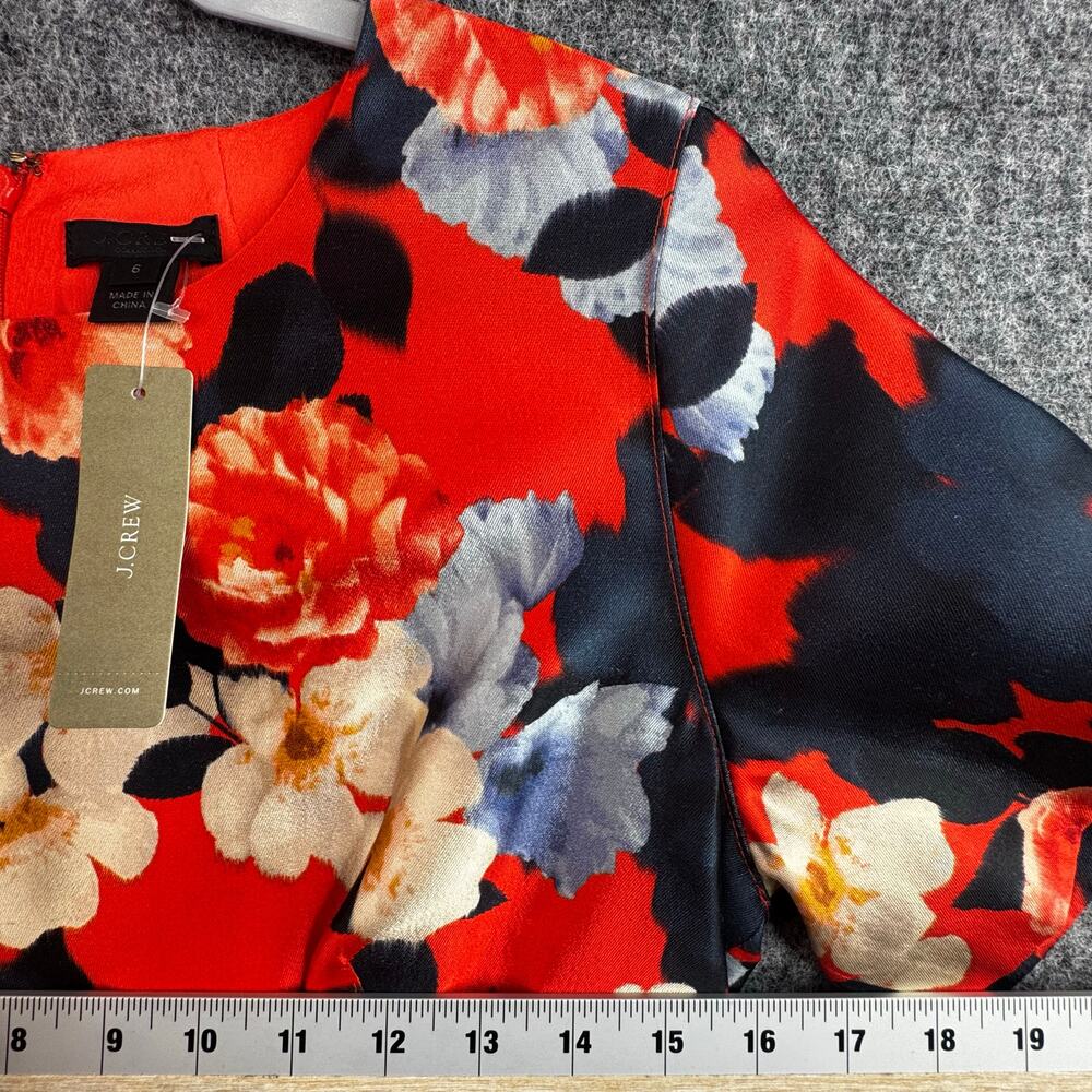 J.Crew Collection Silk Wool Floral Sheath Dress Red Size 6 NWT - Picture 8 of 12